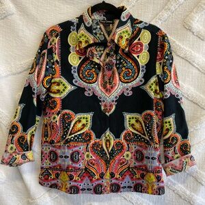 Candy Couture 100% Cotton Denim like feel Black base jacket with Paisley Design